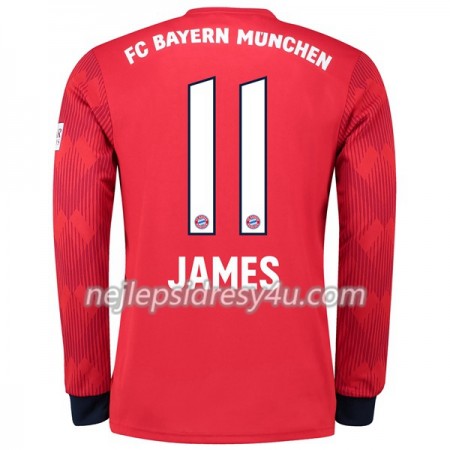 Fotbalový Dres FC Bayern Mnichov James 11 Domácí 2018/19 Dlouhý Rukáv